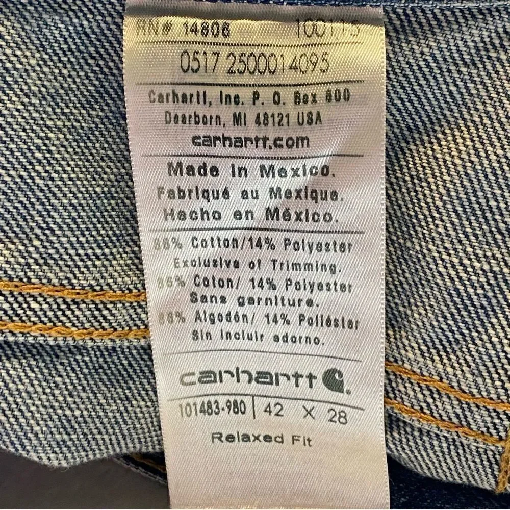 Carhartt Relaxed Fit Midweight Jeans Size 42